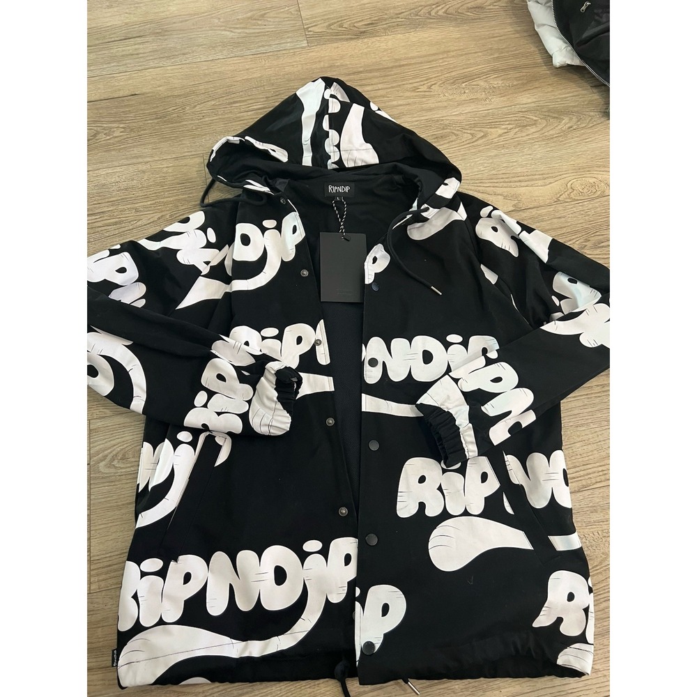 RIPNDIP Letter Print Puffer Jacket Black Men's L RNDHOL23105